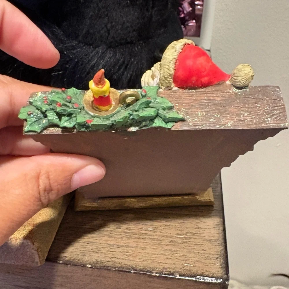 Set of 2 Vintage Heavy Cast Iron Christmas Stocking Mantel Hook Holders Santa